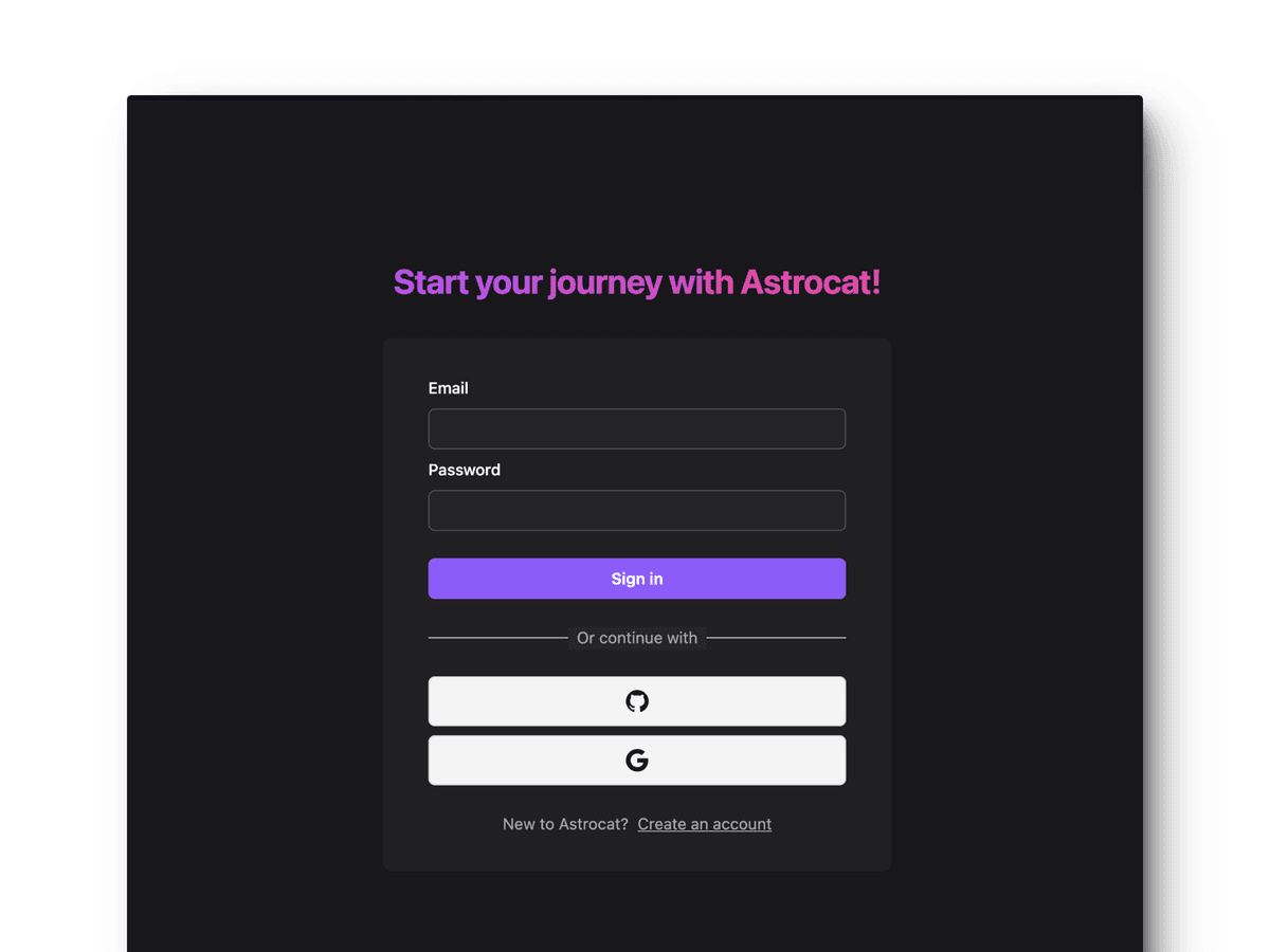 Login page